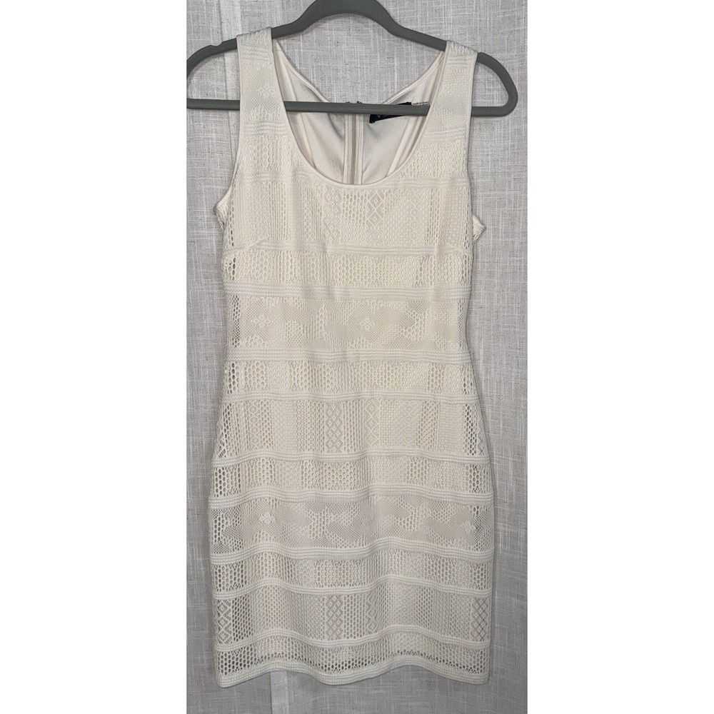 Guess Size 6 Cream Sleeveless Scoop Neck Lace Crochet Boho Dress Beach